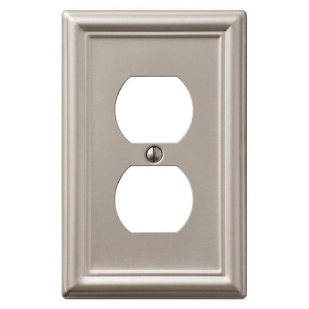 AMERTAC Chelsea Outlet Wallplate, 478 in L, 318 in W, 1 Gang, Steel, Brushed Nickel, Wall Mounting 149DBN